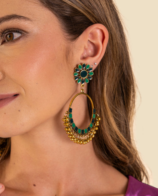 HERITAGE EARRINGS - GOLD AND GREEN