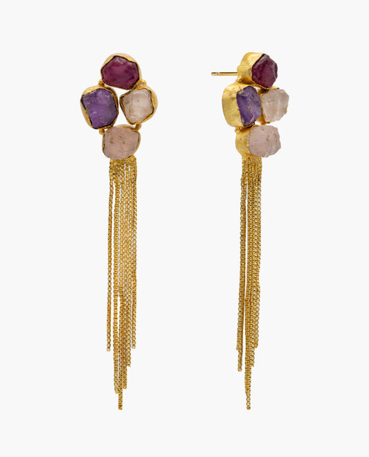 CLEAR BERRIES EARRINGS - GOLD PLATED