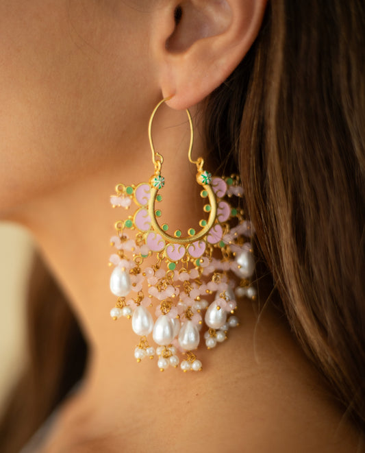 ORTHENSIA EARRINGS - GOLD AND PINK