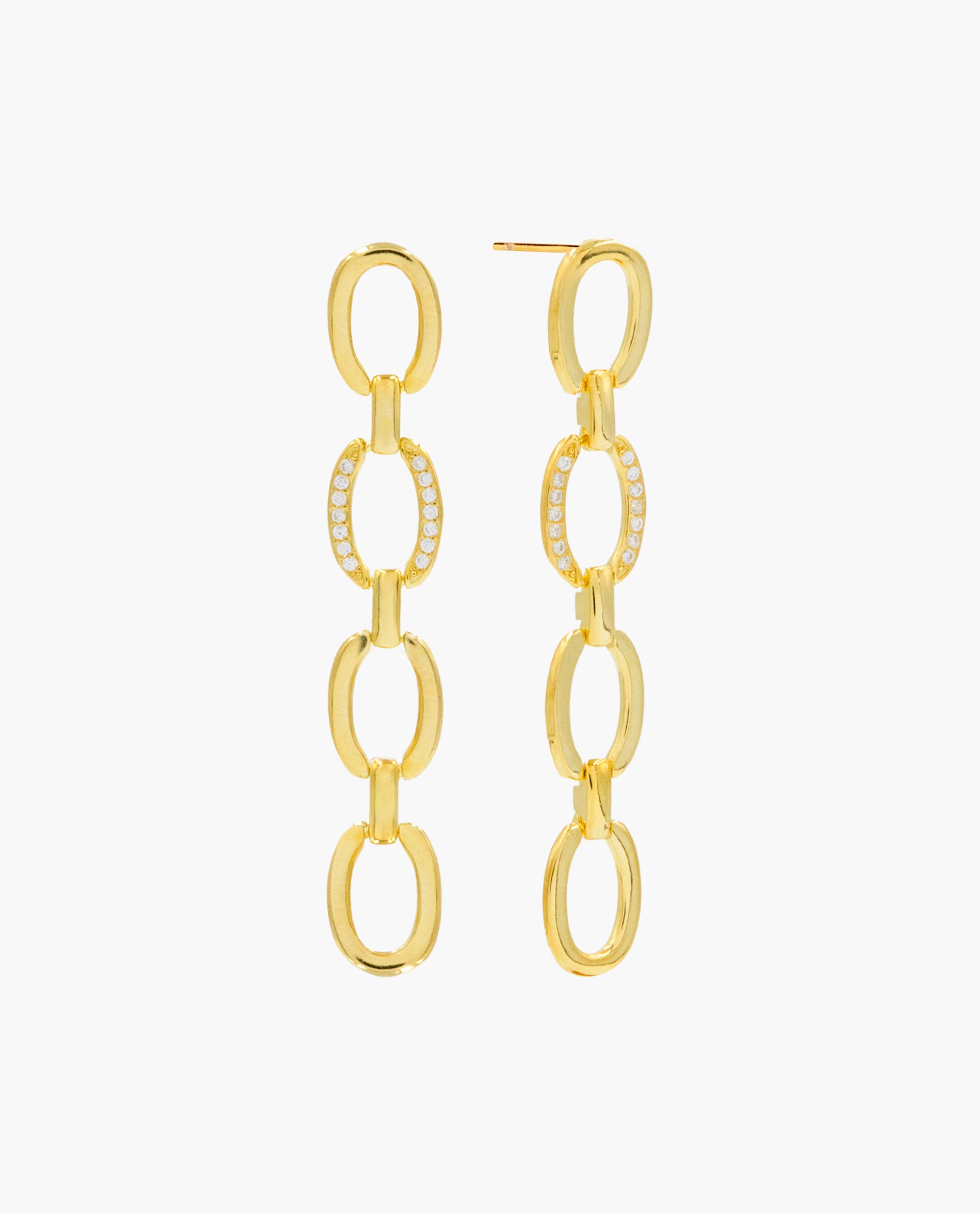DANGLE CHAIN EARRINGS - GOLD PLATED SILVER
