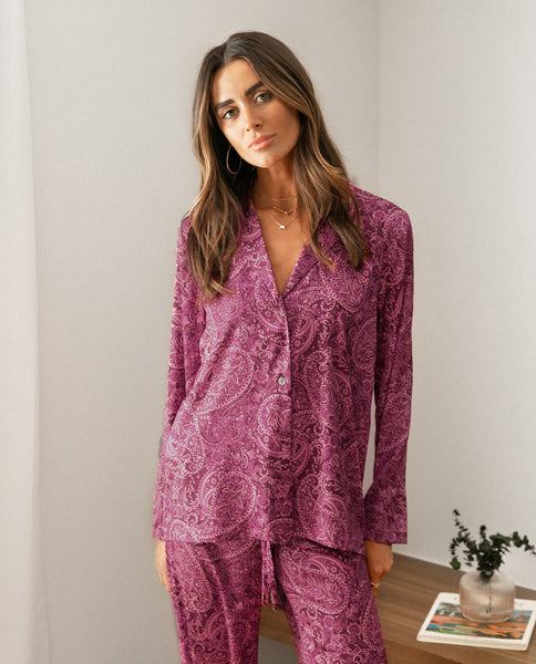 Pijama de Mujer Largo Camisero Paisley Pijamas Bonitos THE-ARE
