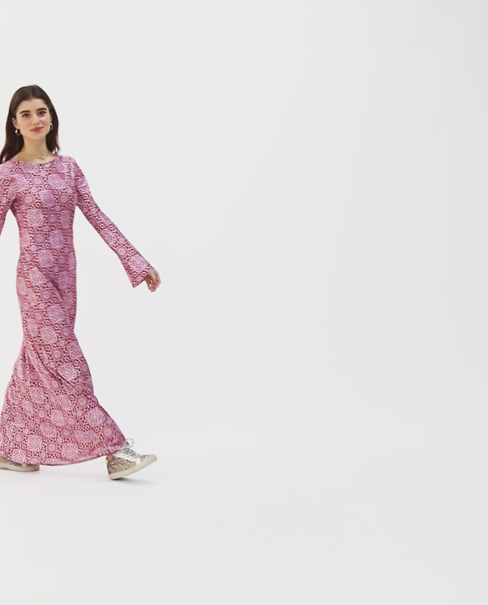 VESTIDO WILDFLOWER | Vestido Midi Estampado Lila con Manga | THE-ARE