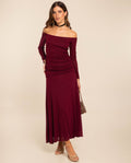MERCEDES DRESS · BURGUNDY