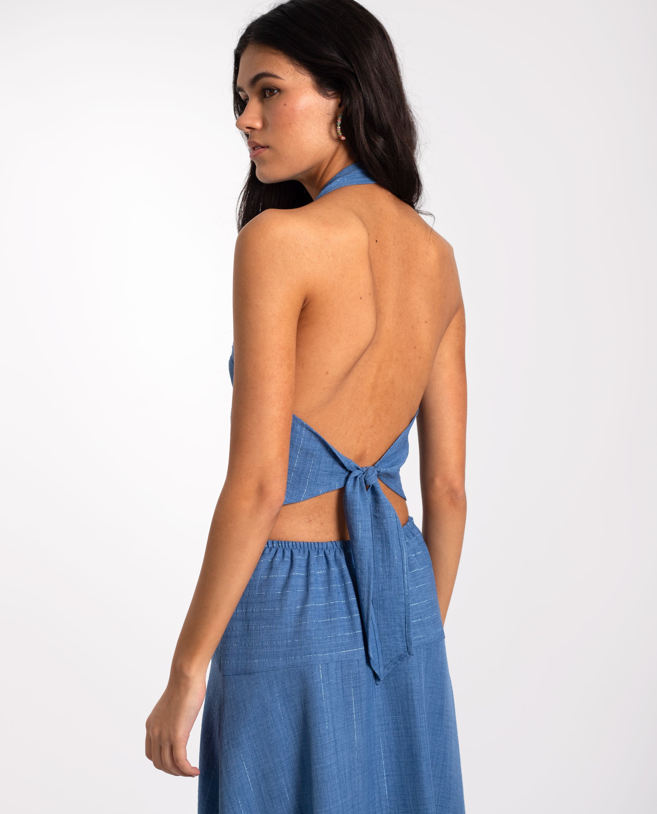 Blue Top with Back Tie