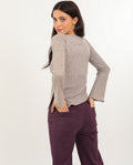 TOP SPOTLIGHT | Top Beige con Brillo de Manga Larga Asimétrico | Colección THE-ARE