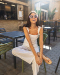 Top Blanco de Lino con Tirantes y Espalda Descubierta | THE-ARE