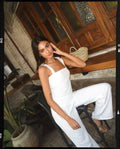 Top Blanco de Lino con Tirantes y Espalda Descubierta | THE-ARE