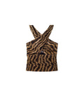Top Halter de Brillo Dorado y Negro Animal Print | Fiesta Navidad THE-ARE