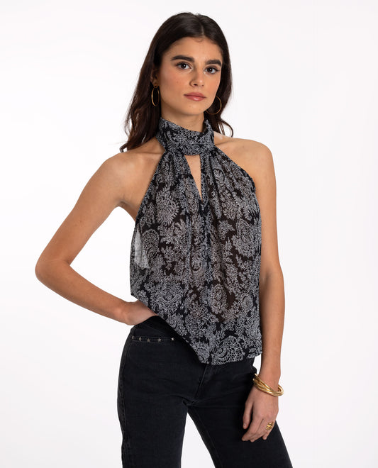 TOP GOLDEN DAYS | Top Halter Paisley Negro de Mujer | THE-ARE