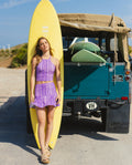 TOP COOL SUMMER | Top Halter Corto Estampado Morado | Colección Verano THE-ARE