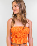 TOP SET BREEZE | Top Palabra de Honor Estampado Naranja | Colección Verano THE-ARE