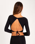 TOP HERE WE COME | Top Negro con Espalda Abierta | Ropa Fiesta Mujer THE-ARE
