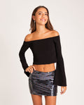 TOP JUST ONE | Top Negro Off-The-Shoulder | Ropa Fiesta Mujer THE-ARE
