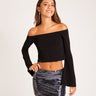 TOP JUST ONE | Top Negro Off-The-Shoulder | Ropa Fiesta Mujer THE-ARE