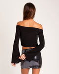 TOP JUST ONE | Top Negro Off-The-Shoulder | Ropa Fiesta Mujer THE-ARE