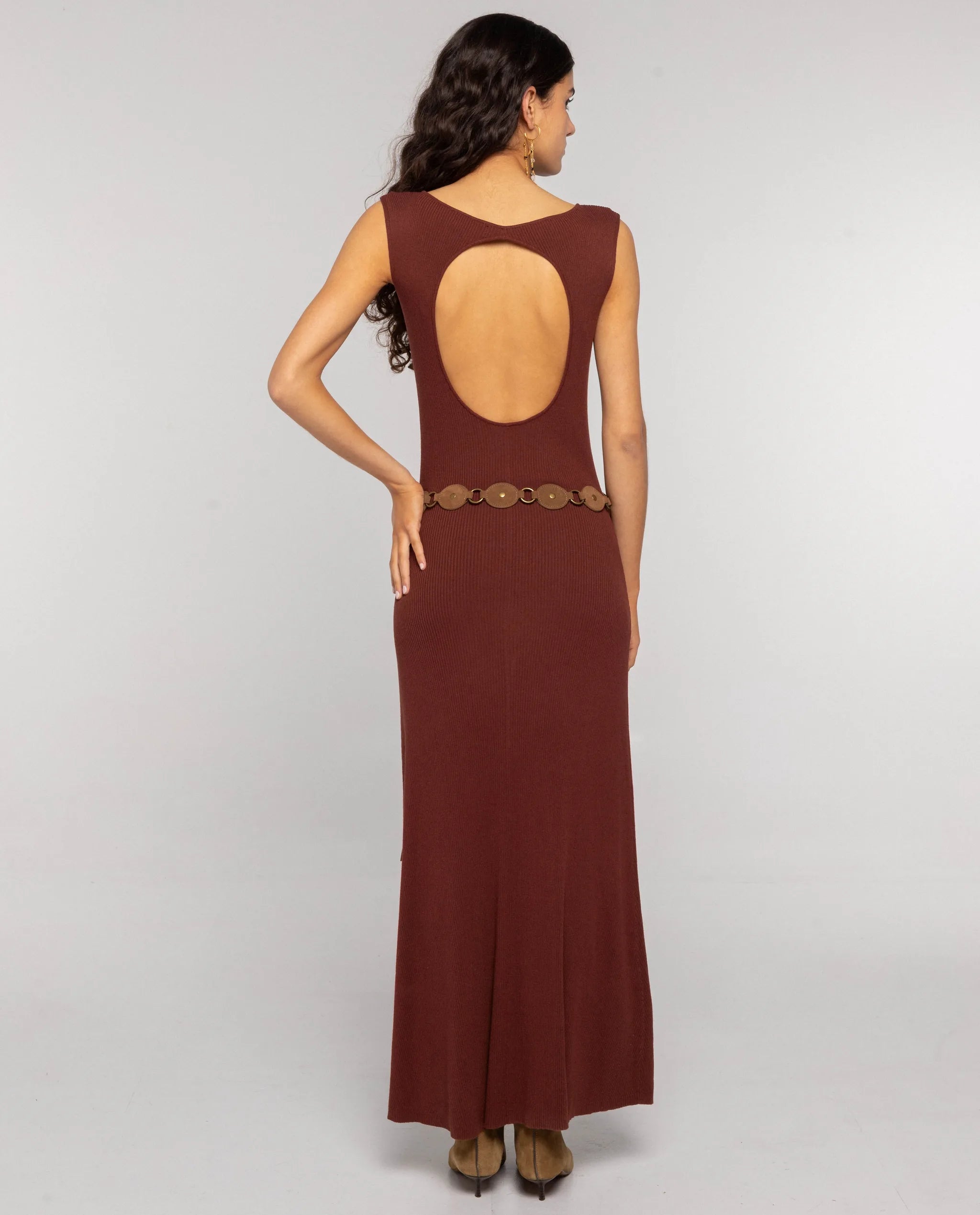 brown flared dress Long Flared Sleeve Drape Detail Mini Dress In Chocolate Brown | EGO US