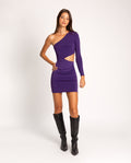 VESTIDO TIME TO DAZZLE | Vestido Corto Asimétrico Cut Out Morado | Fiesta THE-ARE
