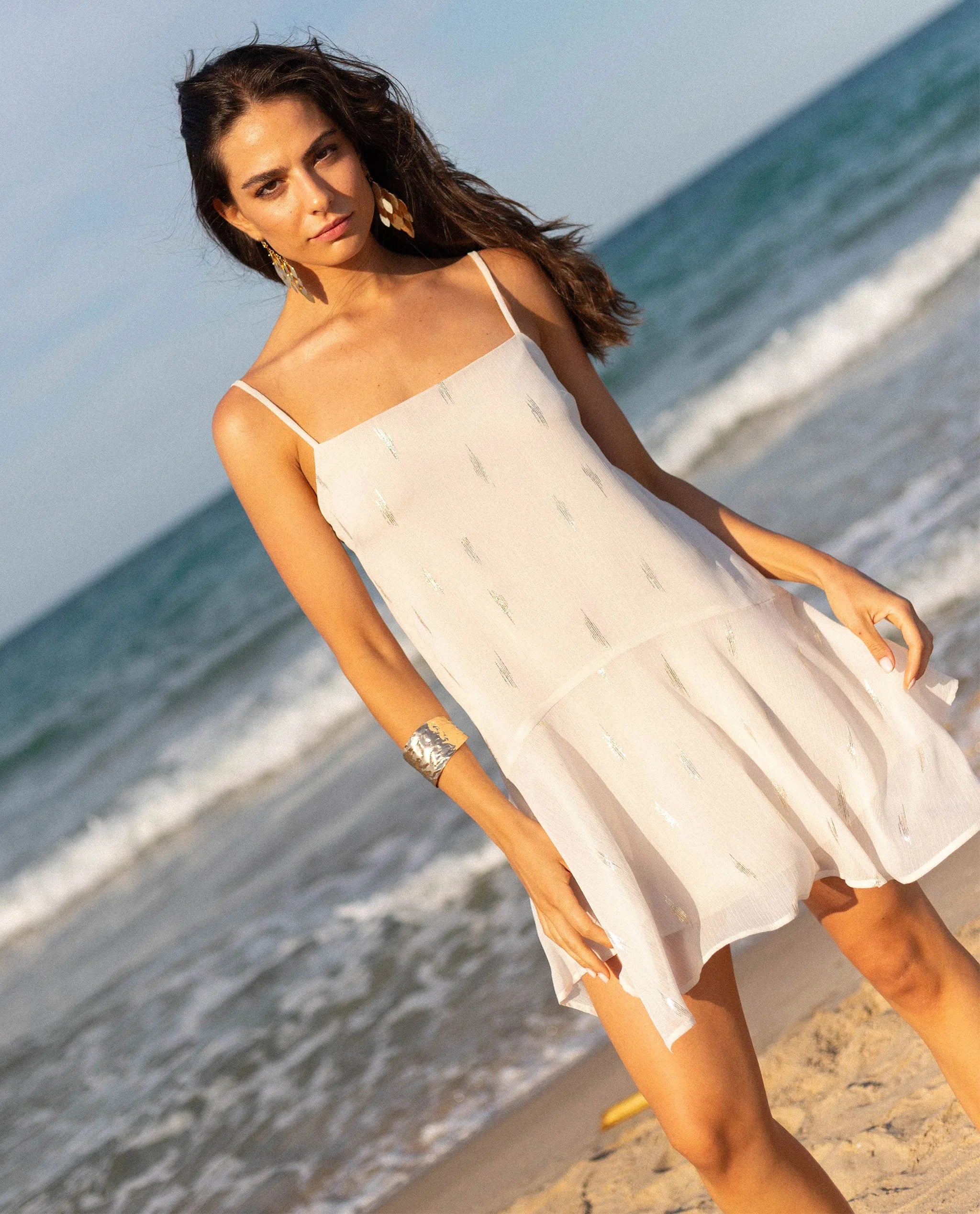 Chiffon Mini Dress with Halter Neckline
