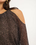 VESTIDO TOGETHER AGAIN | Vestido Corto Manga Larga Estampado Hombros Descubiertos | THE-ARE