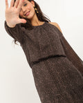 VESTIDO TOGETHER AGAIN | Vestido Corto Manga Larga Estampado Hombros Descubiertos | THE-ARE