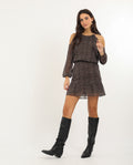 VESTIDO TOGETHER AGAIN | Vestido Corto Manga Larga Estampado Hombros Descubiertos | THE-ARE