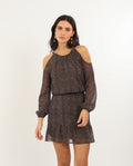 VESTIDO TOGETHER AGAIN | Vestido Corto Manga Larga Estampado Hombros Descubiertos | THE-ARE