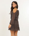 VESTIDO TOGETHER AGAIN | Vestido Corto Manga Larga Estampado Hombros Descubiertos | THE-ARE