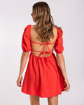 Vestido Corto Rojo con Mangas Cortas Abullonadas | THE-ARE