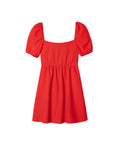 Vestido Corto Rojo con Mangas Cortas Abullonadas | THE-ARE