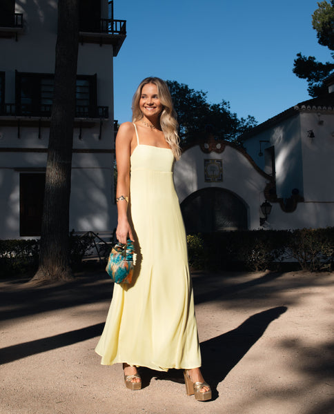 Long Yellow Dress with Straps Guests THE-ARE - Main Image