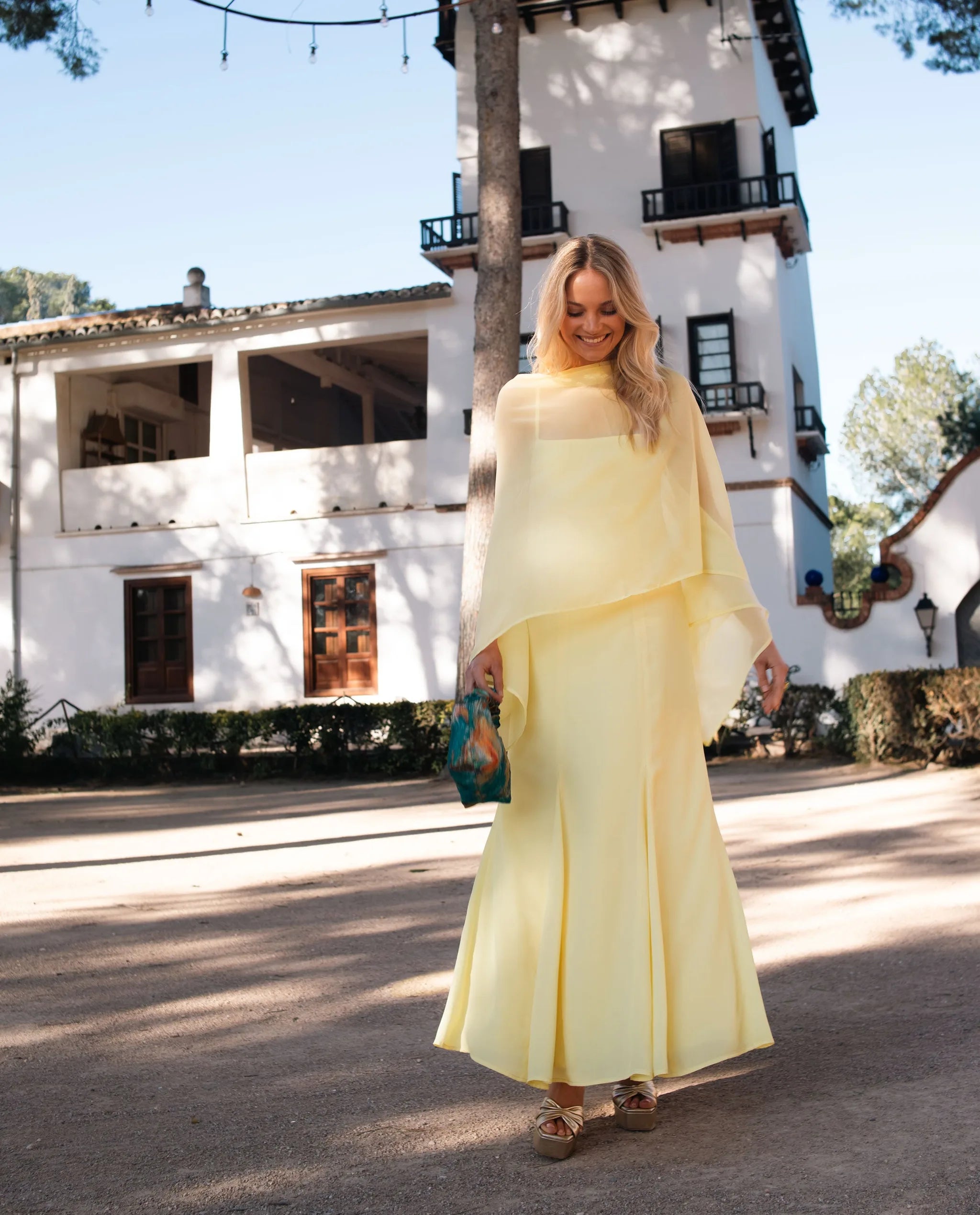 Long Yellow Dress with Straps