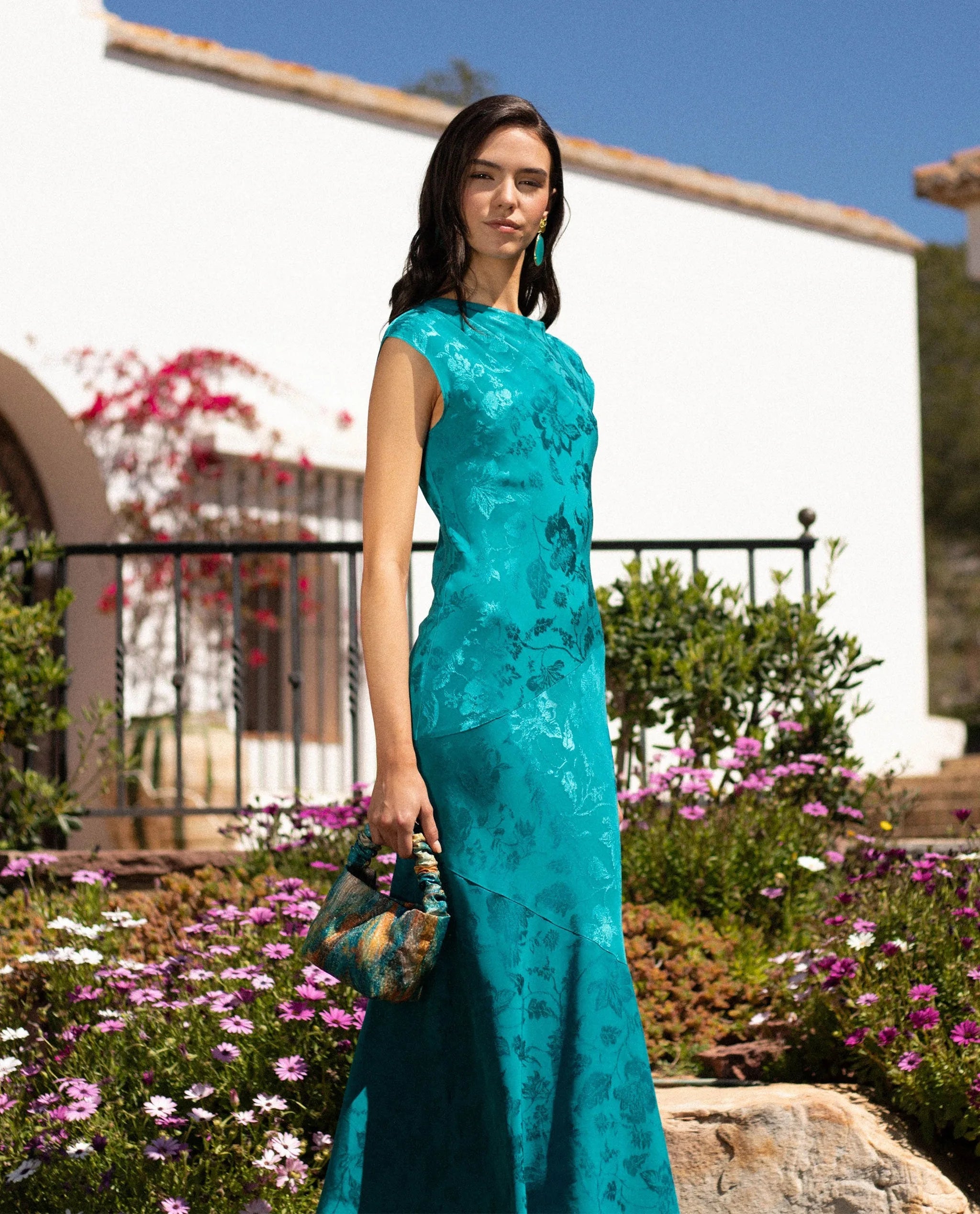 blue green dresses for women Blue Floral Print Midi Dress | Women's Clothing