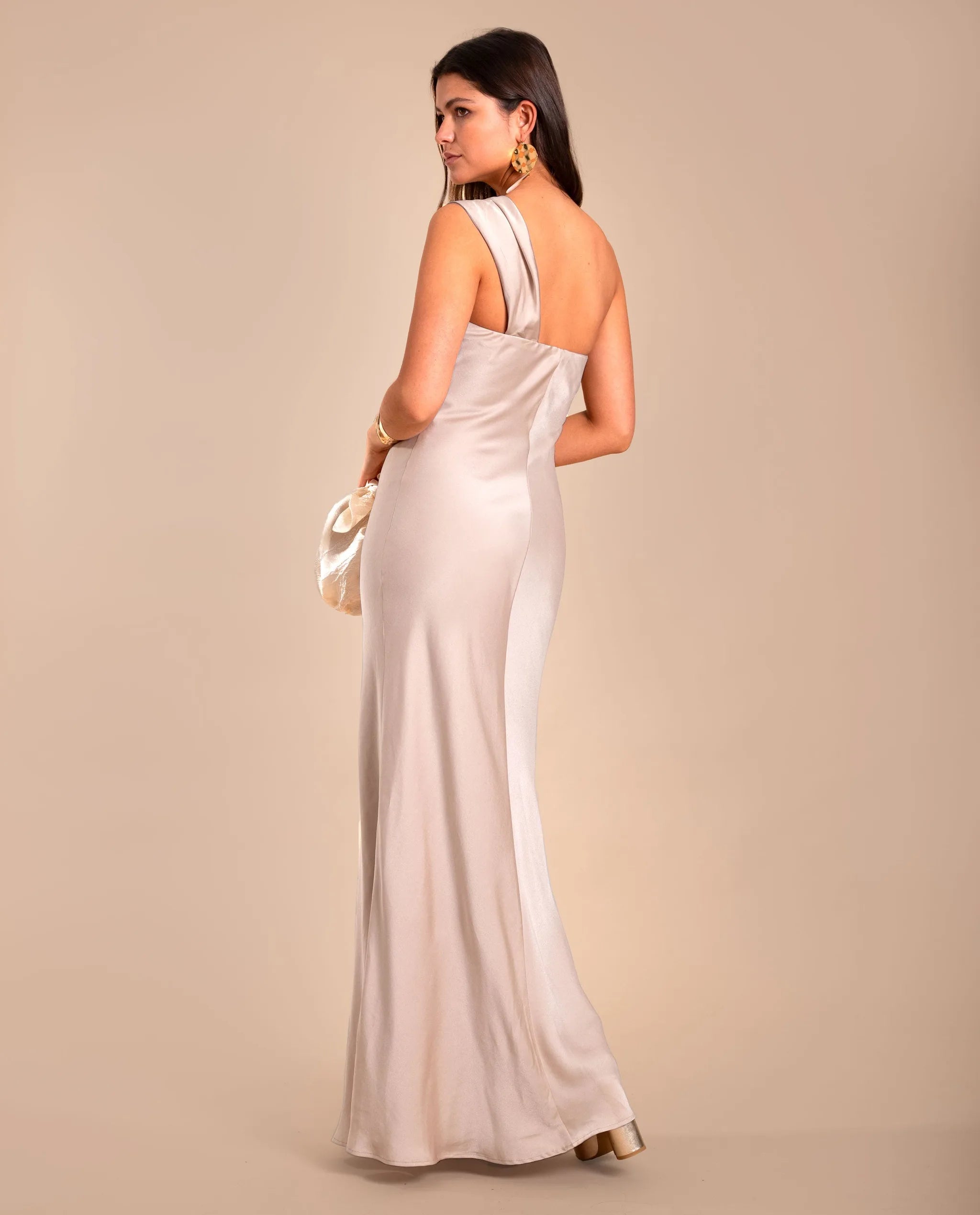Asymmetrical Beige Maxi Dress | THE-ARE Guests Asymmetrical Beige Maxi Dress | THE-ARE Guests