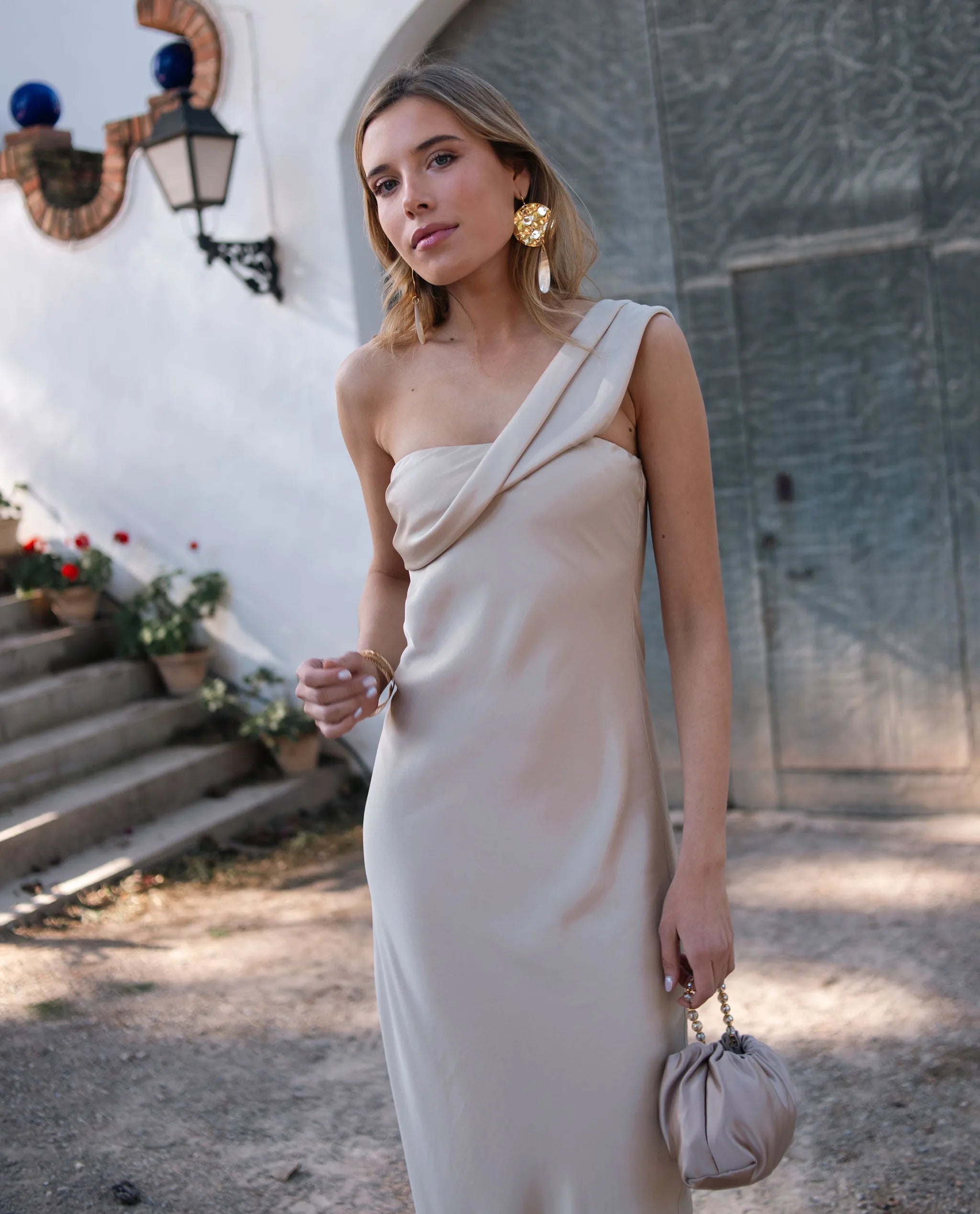 Asymmetrical Beige Maxi Dress | THE-ARE Guests Asymmetrical Beige Maxi Dress | THE-ARE Guests