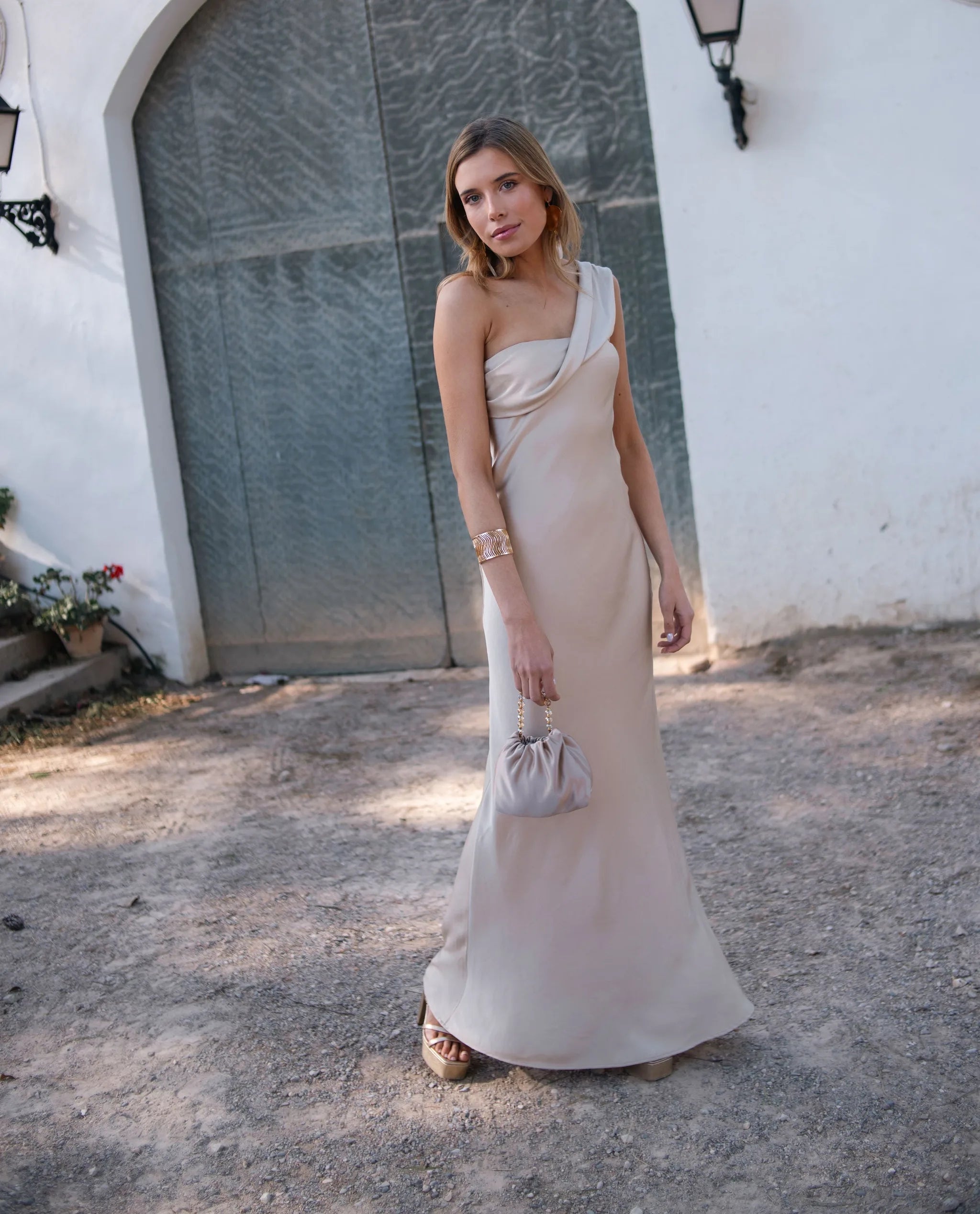 Asymmetrical Beige Maxi Dress | THE-ARE Guests Asymmetrical Beige Maxi Dress | THE-ARE Guests