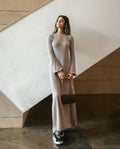 VESTIDO SPOTLIGHT | Vestido Largo Beige de Punto con Brillo | THE-ARE