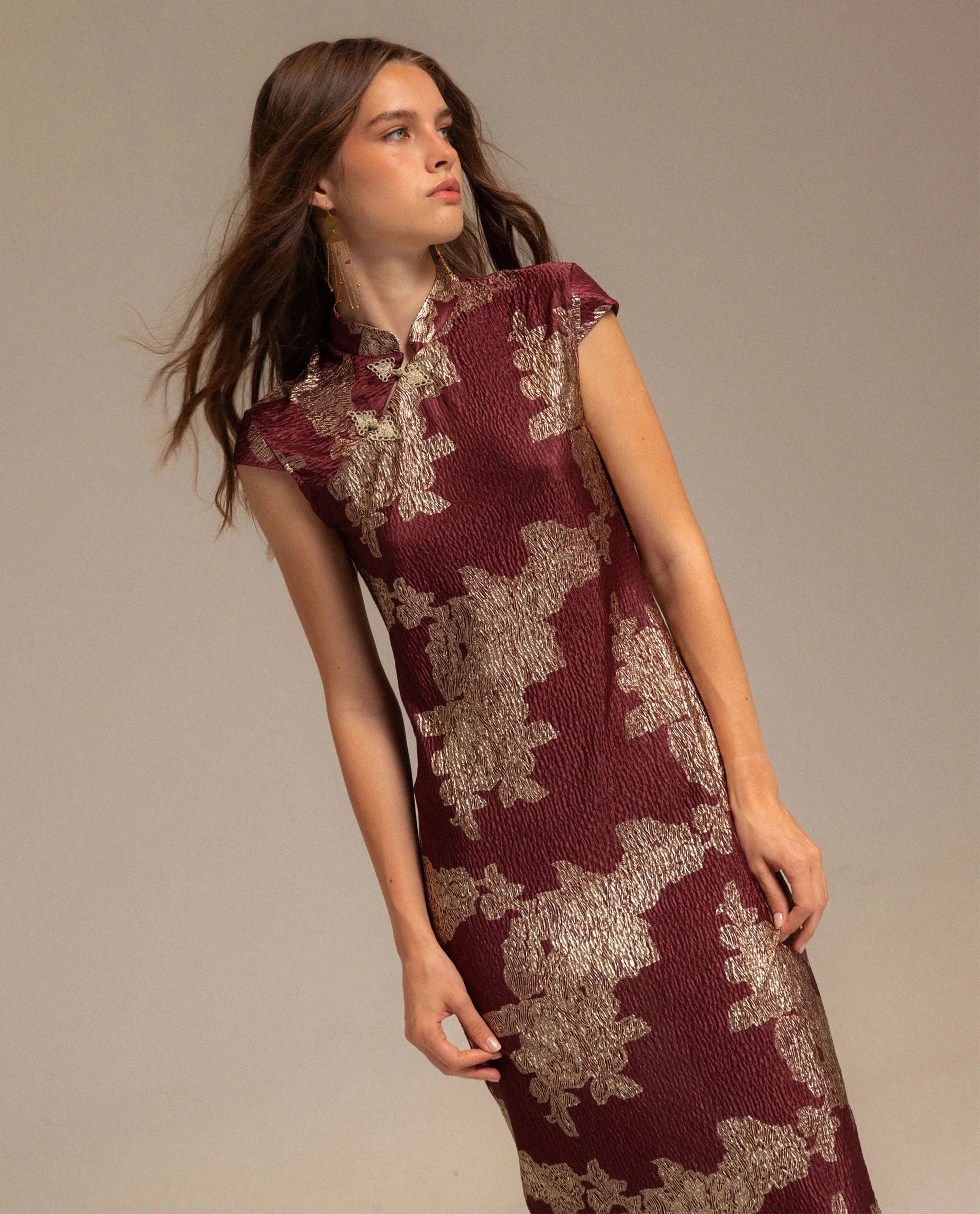 burgundy patterned dress Burgundy Floral Print Twist Front Shirt Dress