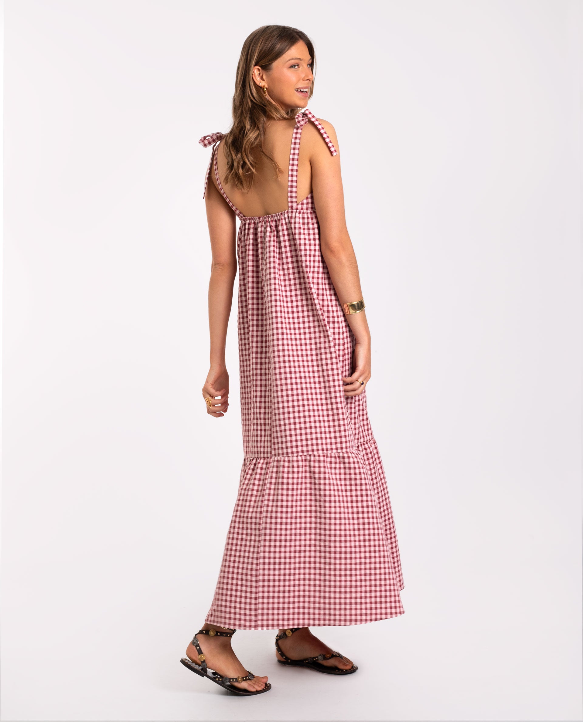 Vestido Midi Vestido Cuadros Vichy Rojo Vestido Midi Vestido