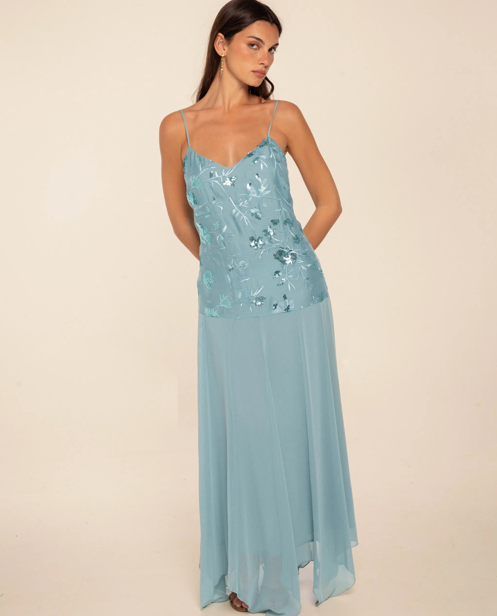 sachin and babi light blue dress Hattie Dress in Embroidered Spring Floral main image 0