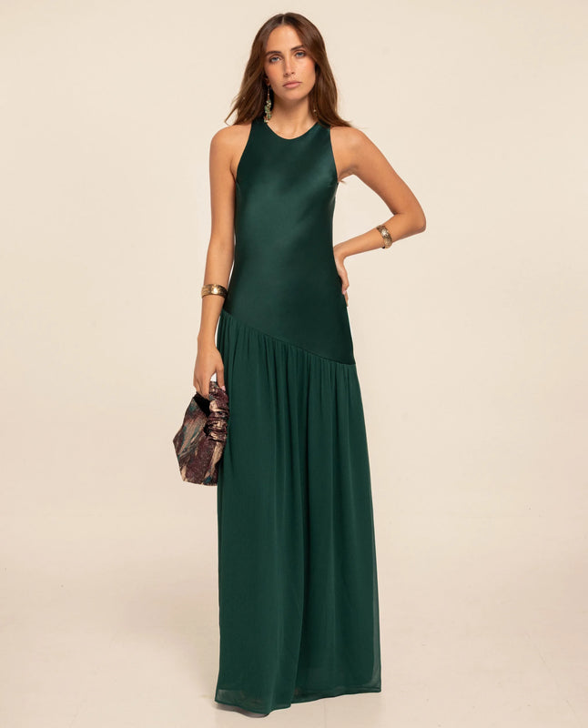 green emerald velvet dress Elegant Green Spanish-Style Maxi Dress with Ruffle – Chic Evening Gown –  Sharon Roses Emporium main image 1