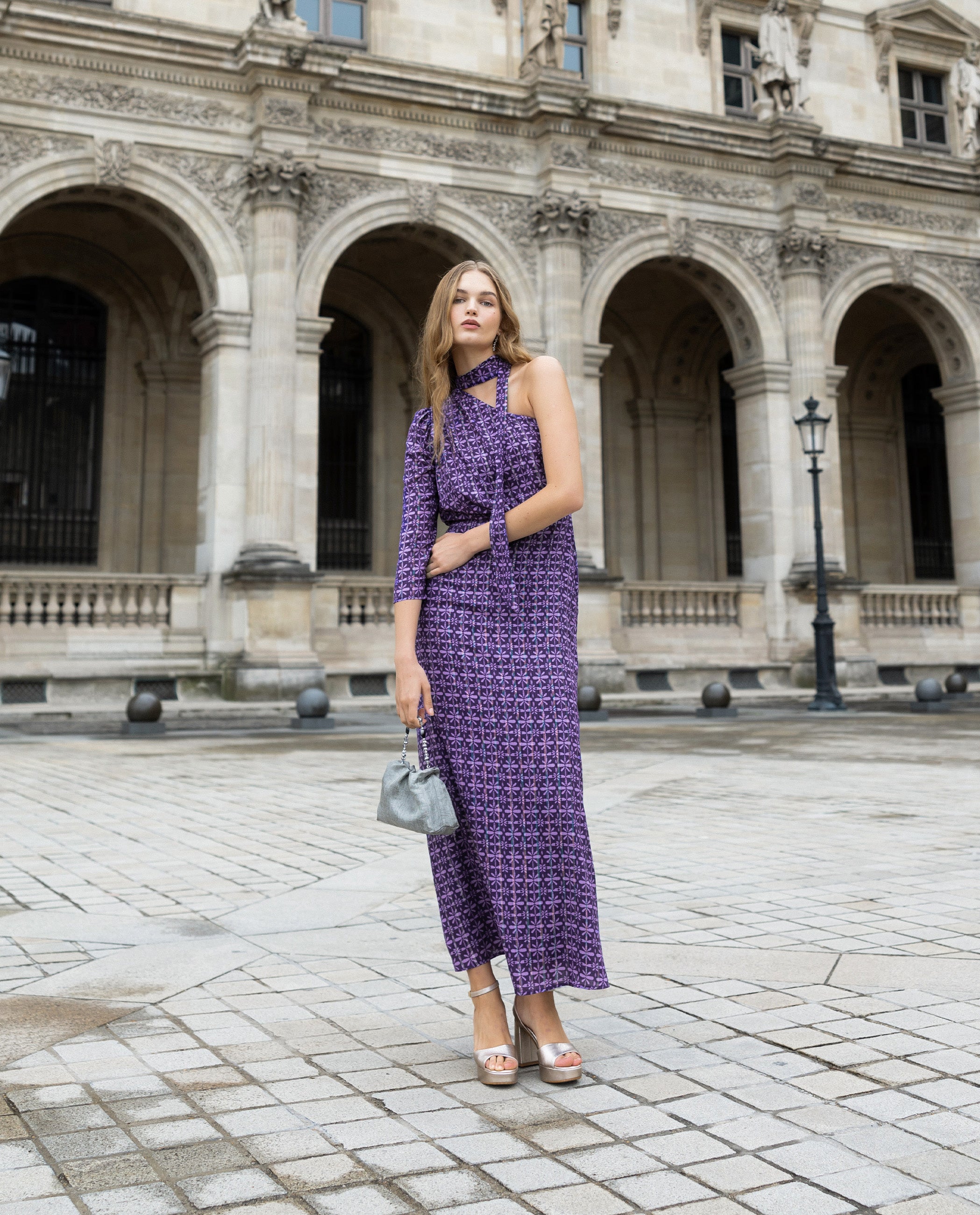 purple asymmetrical dress Zuzanna Glossy Maxi (Final Sale-US Only) this dress offers a slimming effect that enhances your natural curves Secret Gardens Asymmetrical Midi Dress