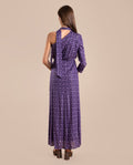 Vestido Largo Estampado Morado Asimétrico Lazada al Cuello | Invitadas THE-ARE
