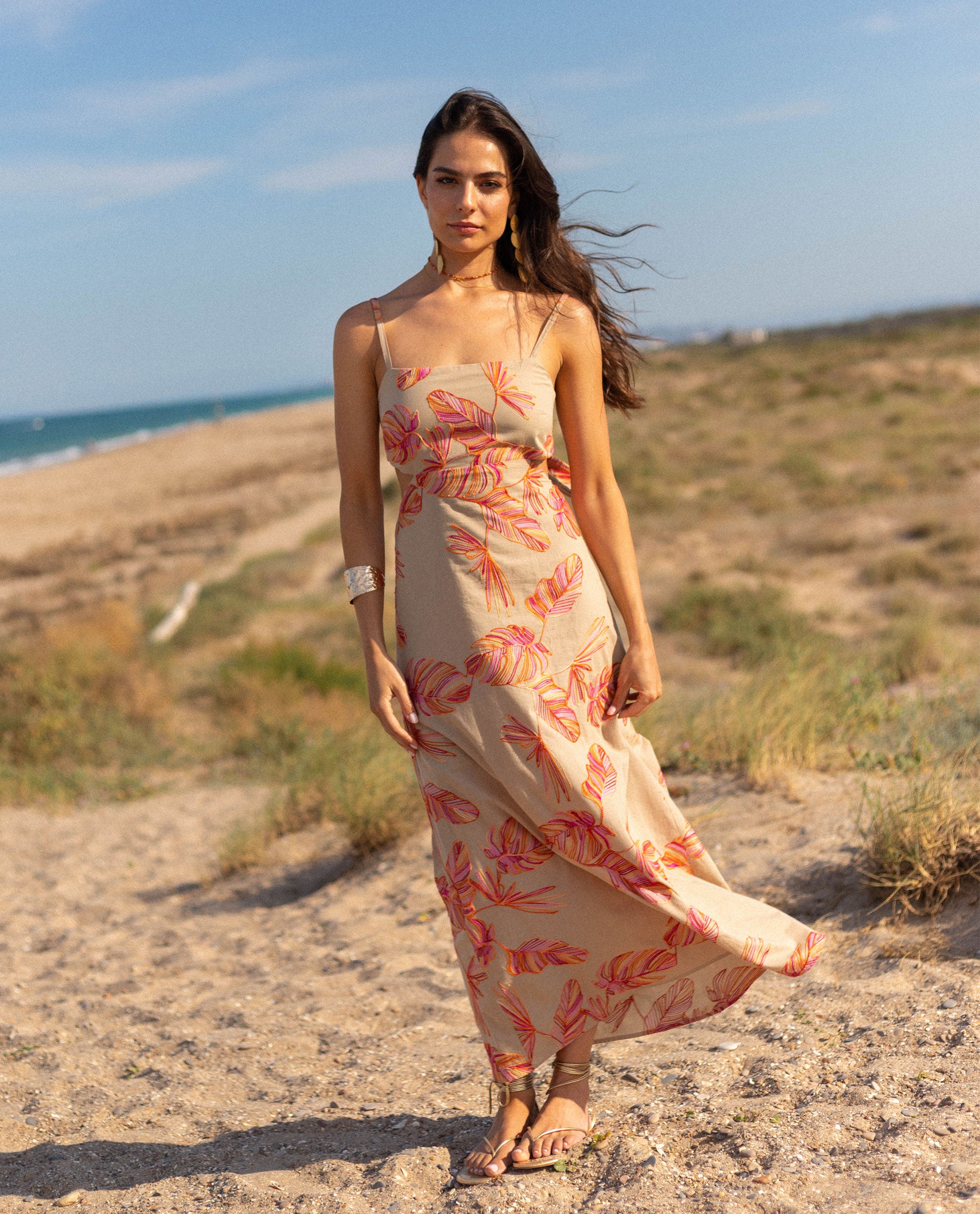 Embroidered Print Dress