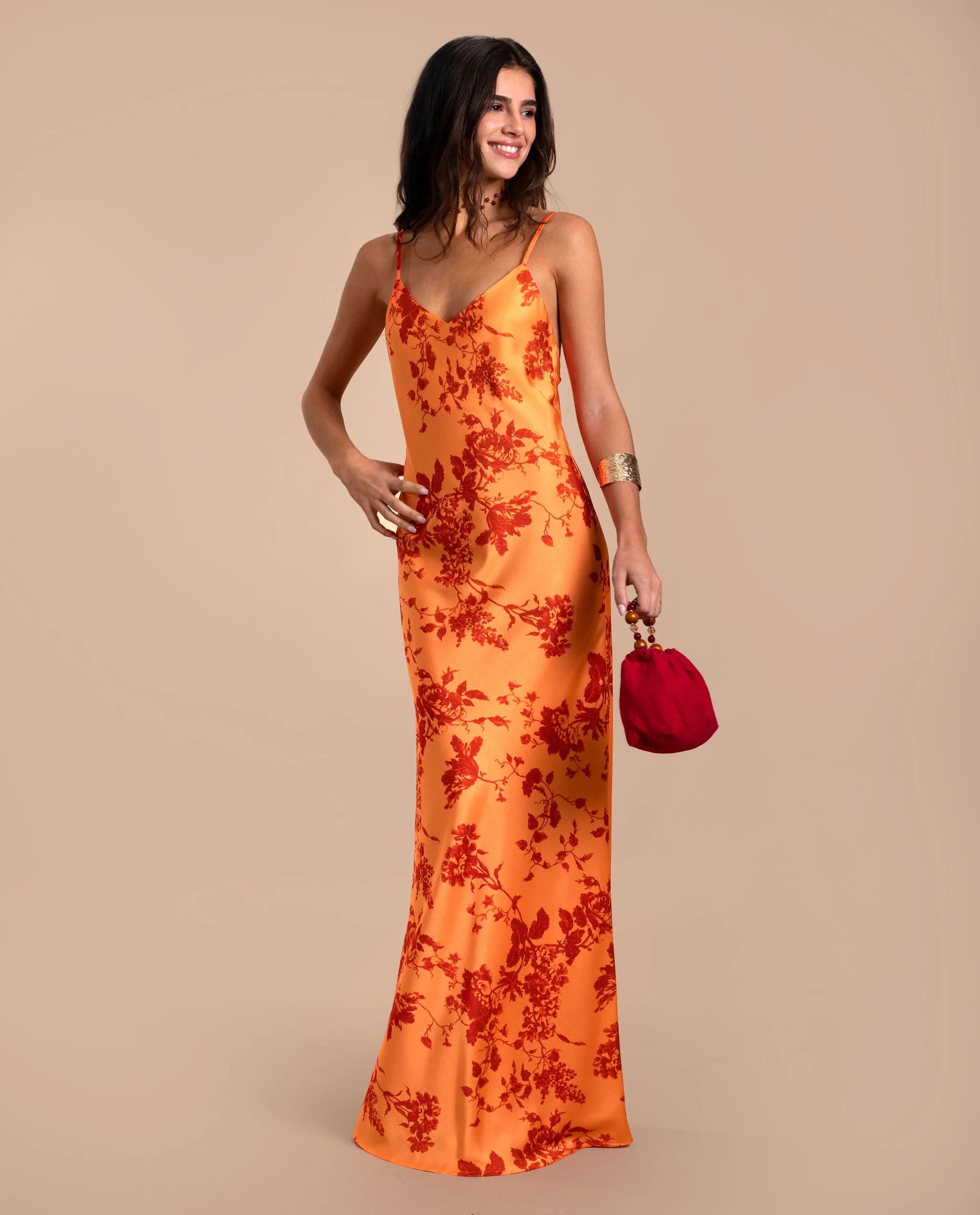 orange floral dress for women Orange Multi Floral Maxi Dress - All Dresses