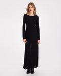 Vestido Largo Negro de Punto con Espalda Abierta | THE-ARE