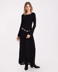 Vestido Largo Negro de Punto con Espalda Abierta | THE-ARE