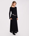 Vestido Largo Negro de Punto con Espalda Abierta | THE-ARE