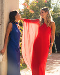 VESTIDO MRS. RIVERA | Vestido Rojo Largo Fluido Rosa Maquillaje | Invitadas THE-ARE