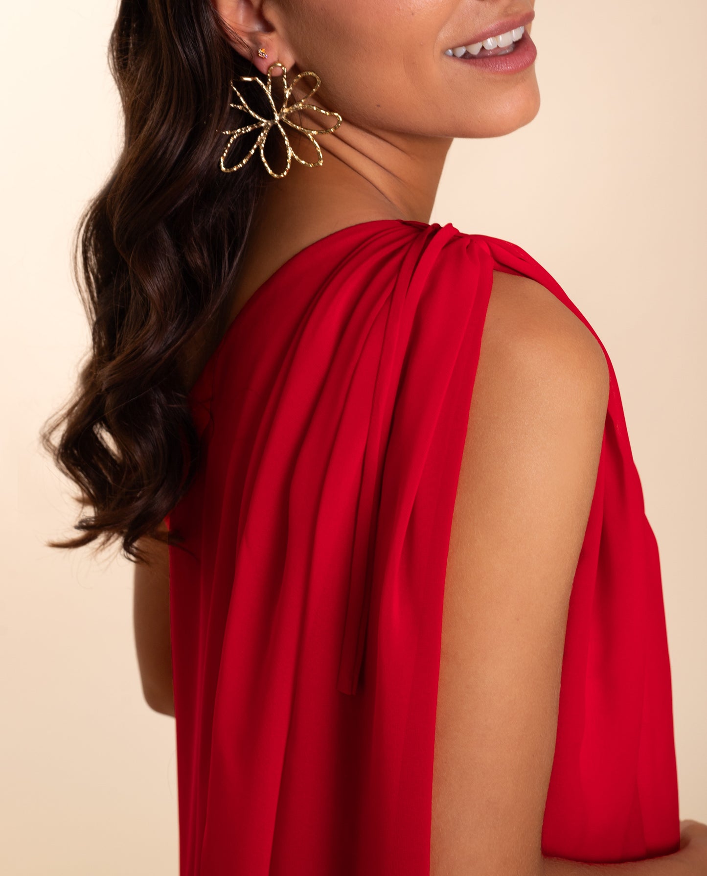 VESTIDO MRS. RIVERA | Vestido Rojo Largo Fluido Rosa Maquillaje | Invitadas THE-ARE
