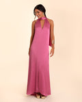 VESTIDO MÁLAGA | Vestido Largo Rosa con Escote Halter | Invitadas THE-ARE